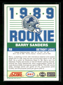 1989 Score Barry Sanders Rookie #257