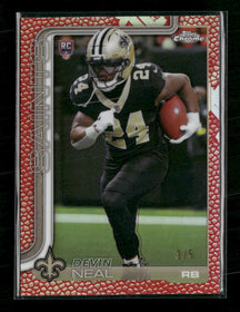 2025 Topps Chrome Football Leather Red Devin Neal Rookie #/5 #391