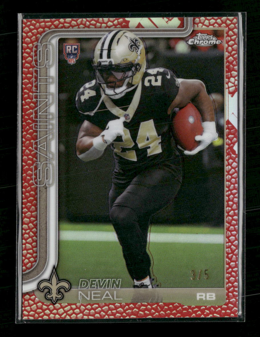 2025 Topps Chrome Football Leather Red Devin Neal Rookie #/5 #391