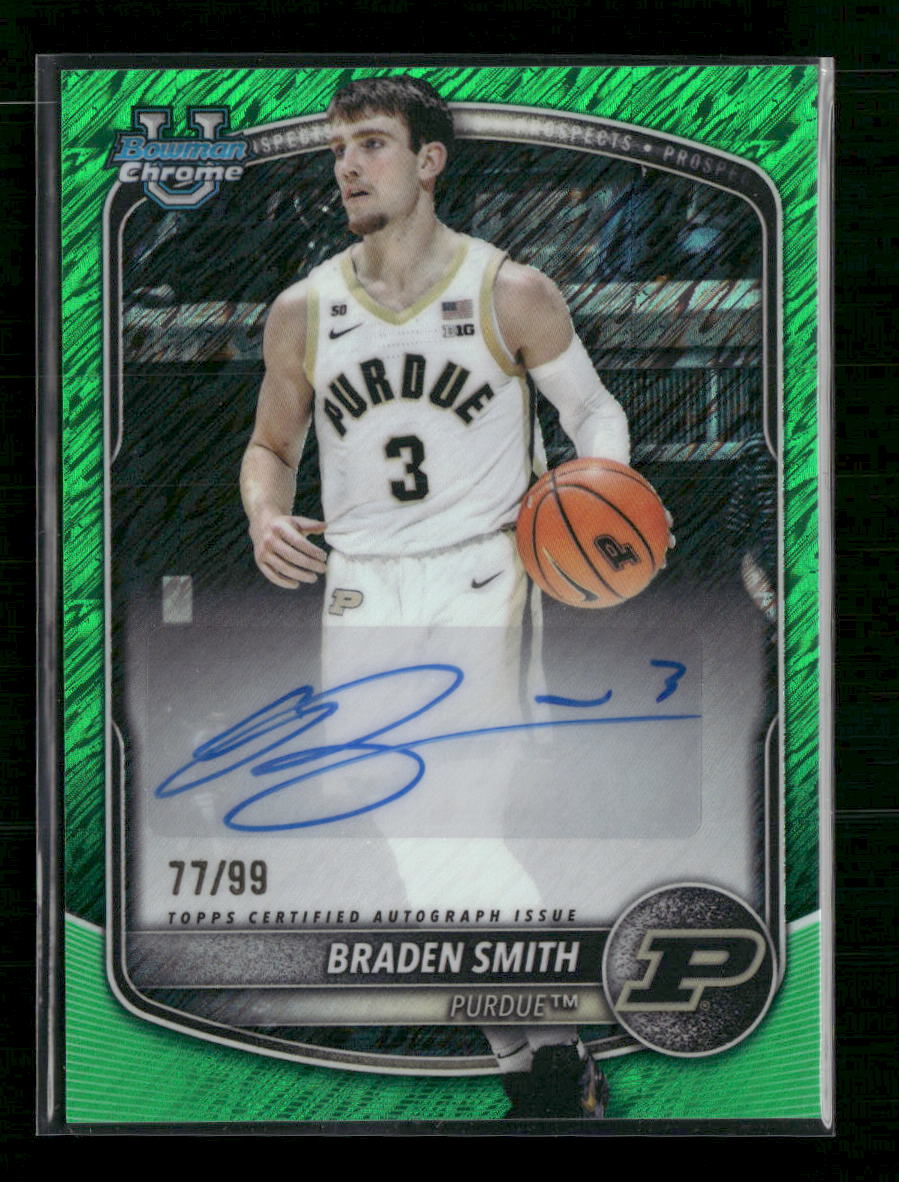 2025-26 Bowman Chrome Prospect Autographs Green Shimmer Braden Smith /99