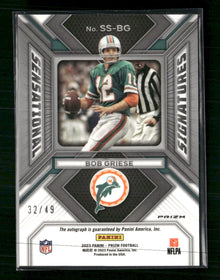 2023 Panini Prizm Sensational Signatures Prizm Purple Power Bob Griese #/49