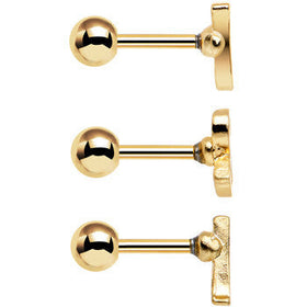 Gold Anodized Red White Blue USA Tragus Cartilage Earring Set of 3