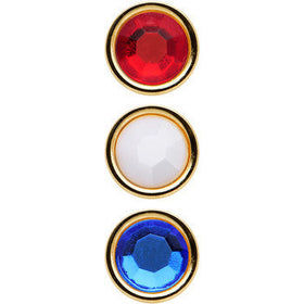 Gold Anodized Red White Blue Tragus Cartilage Earring Set of 3