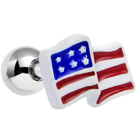 16G 1/4 Red White Blue American Flag Tragus Cartilage Earring