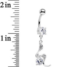 Clear Gem Coiled Wave Bling Dangle Belly Ring