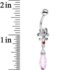 Purple Red Pink Gem Filigree Drop Dangle Belly Ring