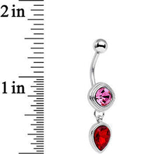 Pink Red CZ Gem Simpe Sass Dangle Belly Ring