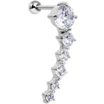 18G 5/16 Clear Gem Cascading Curved Left Ear Cartilage Earring