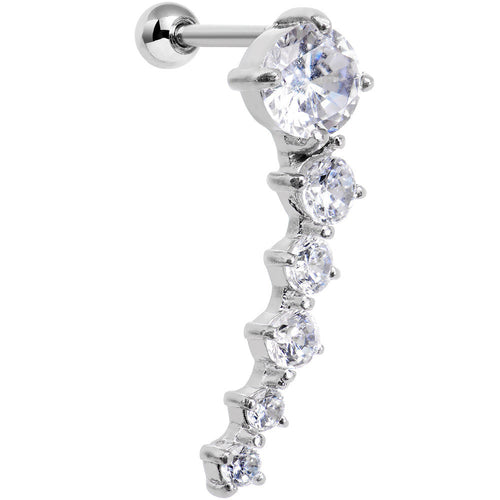 18G 5/16 Clear Gem Cascading Curved Left Ear Cartilage Earring