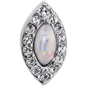16G 1/4 White Faux Opal Clear CZ Marquis Cartilage Earring