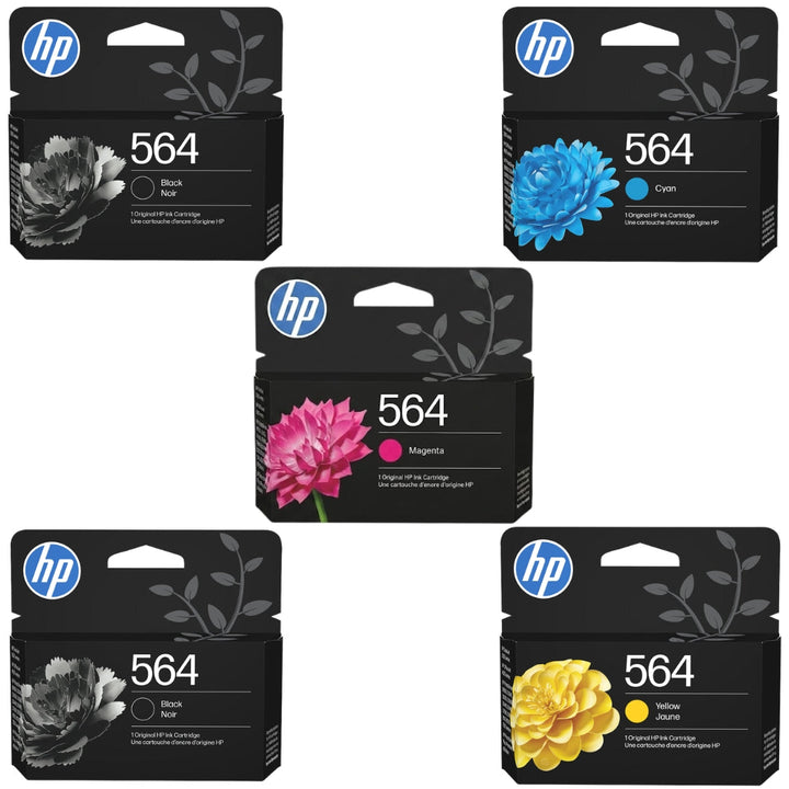 New, Pre-Owned - HP 564 2 Black, Cyan, Magenta, Yellow Ink (5-pack)