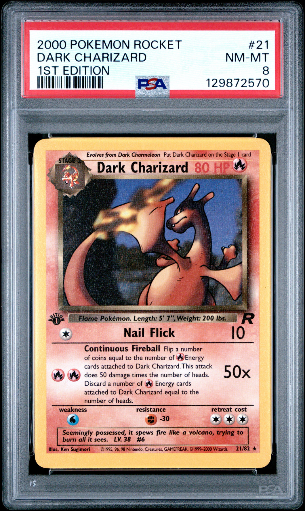 2000 Pokemon Rocket 1st Edition Dark Charizard 8 PSA #21