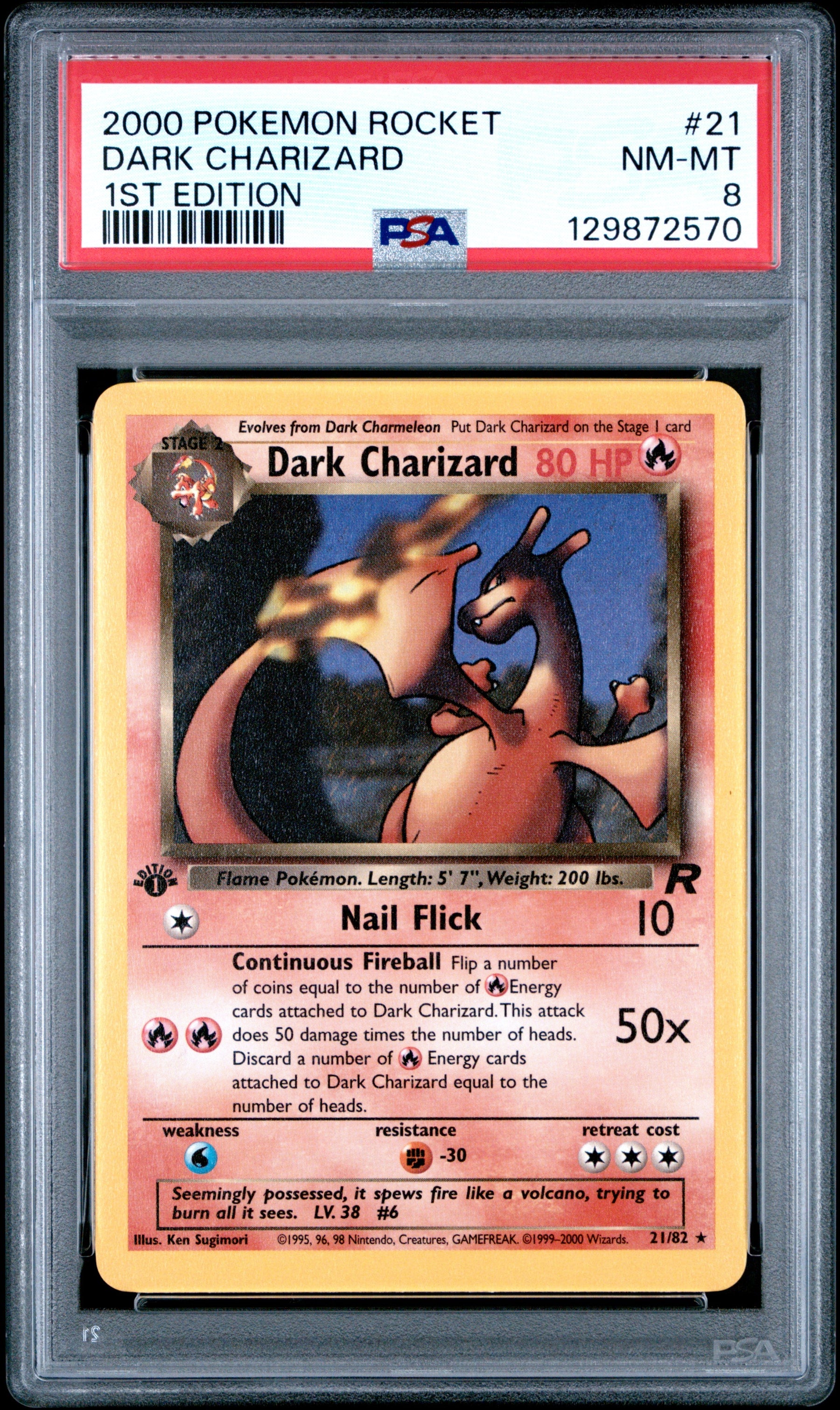 2000 Pokemon Rocket 1st Edition Dark Charizard 8 PSA #21
