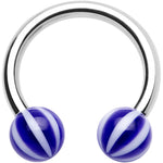 14G 7/16 Indigo Blue White Acrylic Horseshoe Circular Barbell