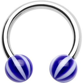 14G 7/16 Indigo Blue White Acrylic Horseshoe Circular Barbell