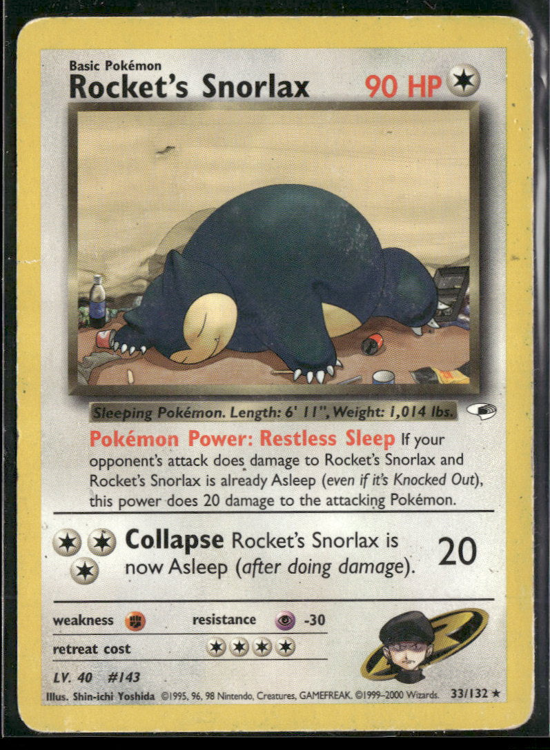 Gym Heroes Rocket's Snorlax #033/132 Damaged