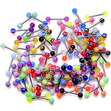UV Acrylic Ball Steel Barbell Tongue Ring Set of 100