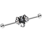 14G Pink Faux Opal Elegant Elephant Head Industrial Barbell 36mm