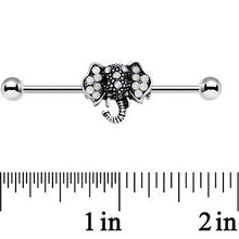 14G Pink Faux Opal Elegant Elephant Head Industrial Barbell 36mm
