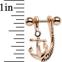3/8 Rose Gold Plated Toss Your Anchor Left Dangle Cartilage Earring