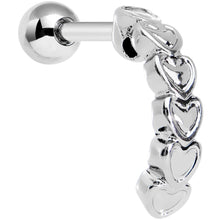 16G 1/4 Stainless Steel Falling Hearts Tragus Cartilage Earring