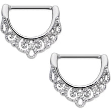 14G 9/16 Stainless Steel Fancy Filigree Nipple Clicker Set