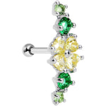 16G 1/4 Yellow Green Jeweled Clover Left Ear Cartilage Earring