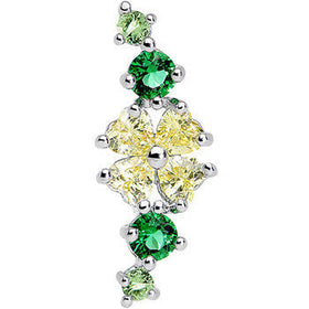 16G 1/4 Yellow Green Jeweled Clover Left Ear Cartilage Earring