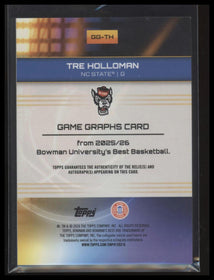 2025-26 Bowman Best Game Graphs Patch Auto Orange #/25 Tre Holloman #GG-TH
