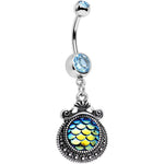 Aqua Gem Iridescent Blue Green Mermaid Scales Dangle Belly Ring