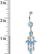Aqua Gem Blue Belle of the Ball Fan Chandelier Belly Ring