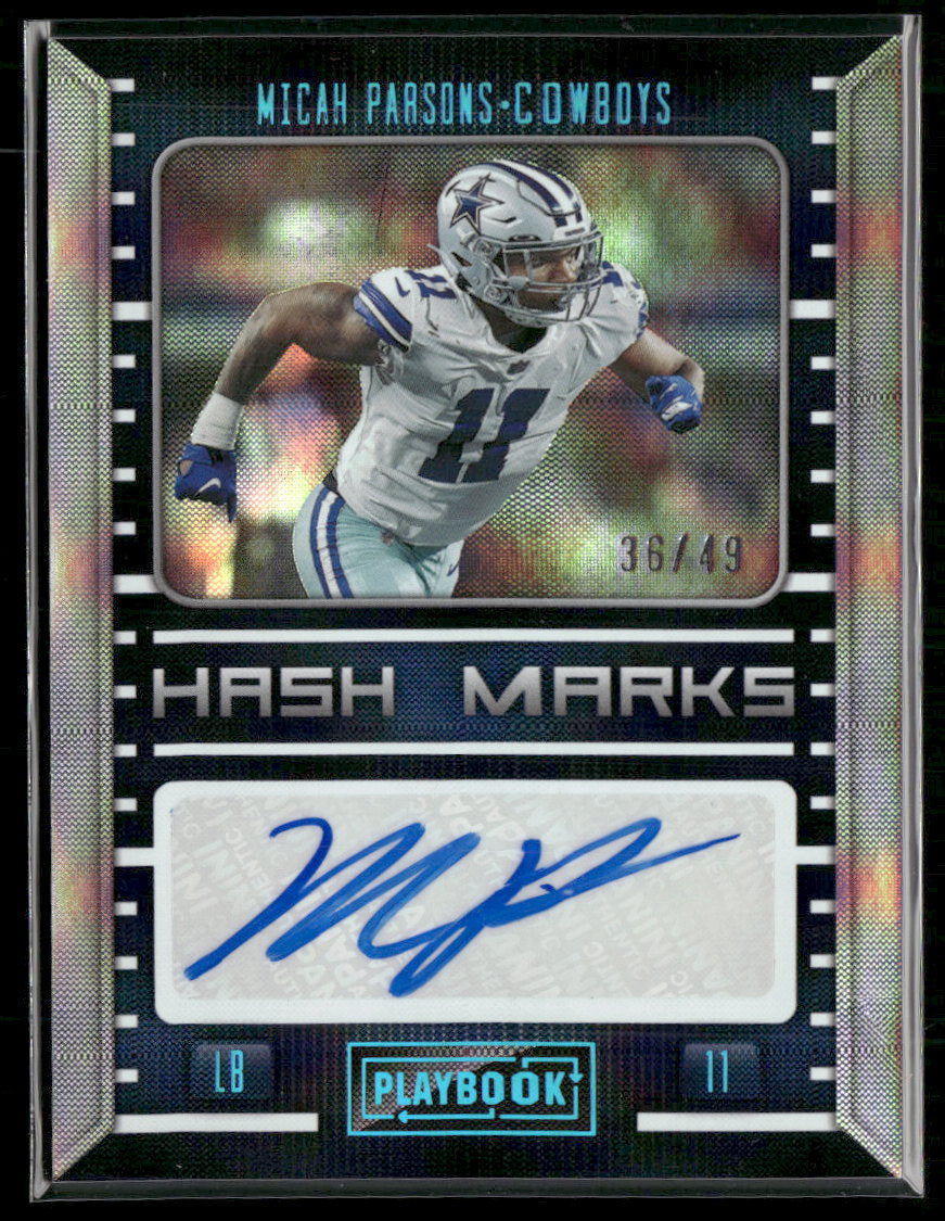 2022 Panini Playbook Hash Marks Platinum Micah Parsons #/49 Auto #HM-MP