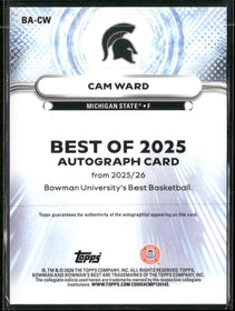 2026-26 Bowman U Best of 2025 Gold Auto #/50 Cam Ward #BA-CW