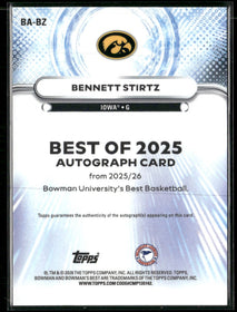 2025-26 Bowman University Best Autograph Bennett Stirtz #BA-BZ