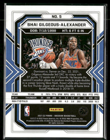 2021-22 Panini Obsidian Electric Etch Orange Shai Gilgeous-Alexander #/50 #5