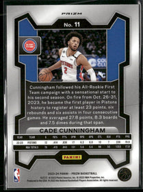 2023-24 Panini Prizm Prizms Red Sparkle Cade Cunningham #11