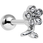 16G 1/4 Clear Gem Petal Flower Left Ear Cartilage Earring