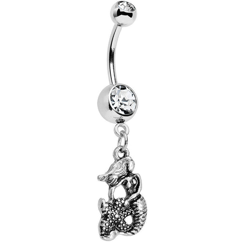 Clear Gem Miss Mermaid and Mr Starfish Dangle Belly Ring