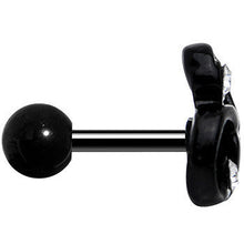 16G 1/4 Clear Gem Black Trinity Swirl Tragus Cartilage Earring
