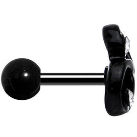 16G 1/4 Clear Gem Black Trinity Swirl Tragus Cartilage Earring