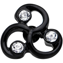 16G 1/4 Clear Gem Black Trinity Swirl Tragus Cartilage Earring