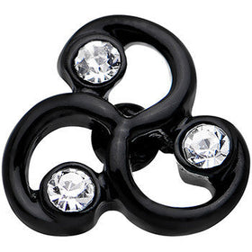 16G 1/4 Clear Gem Black Trinity Swirl Tragus Cartilage Earring