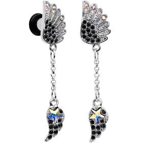 4G Aurora Black Gem Arial Angel Wings Dangle Plug Set