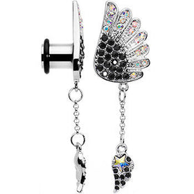 0G Aurora Black Gem Arial Angel Wings Dangle Plug Set