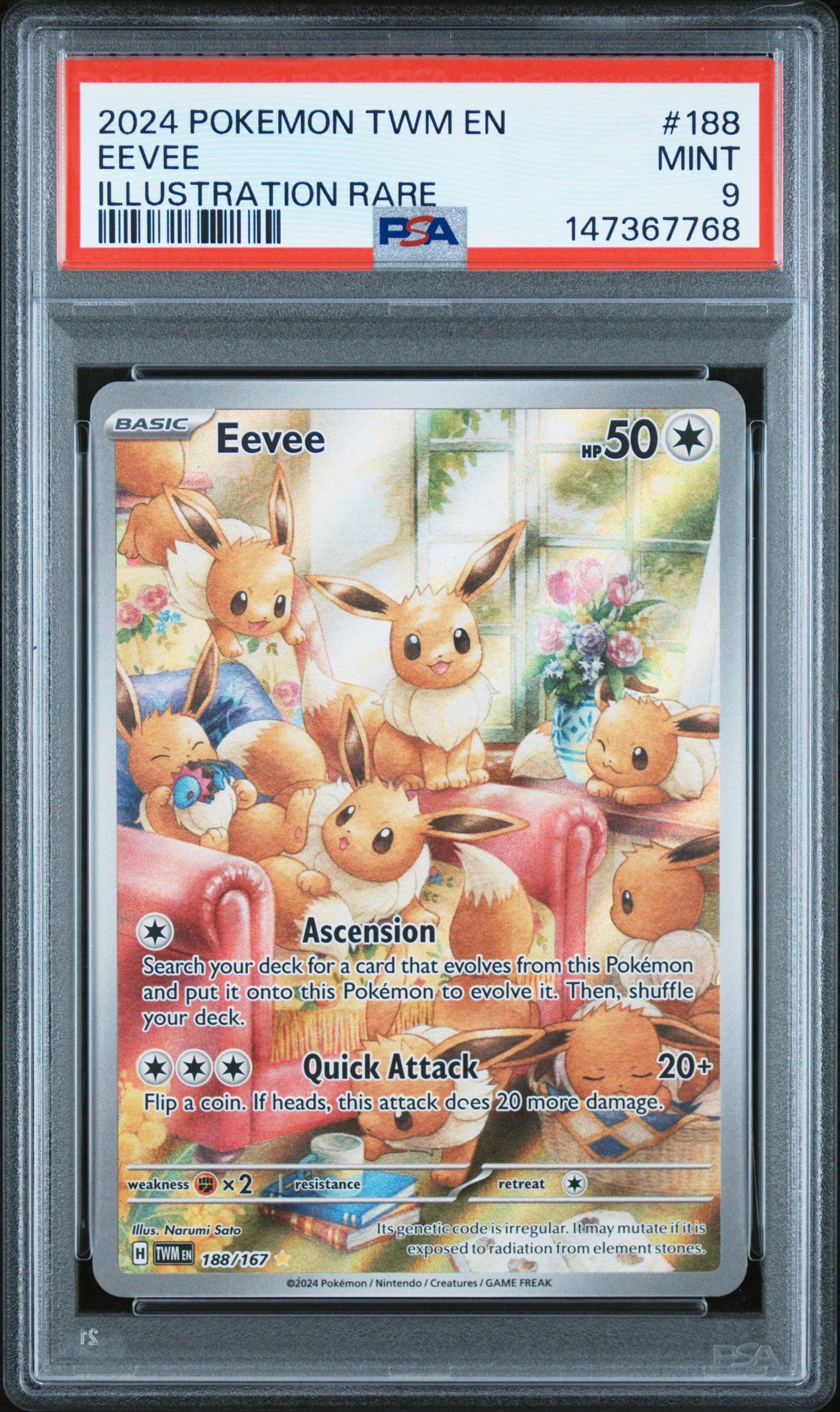 2024 Pokemon Twilight Masquerade Illustration Rare Eevee 9 PSA #188