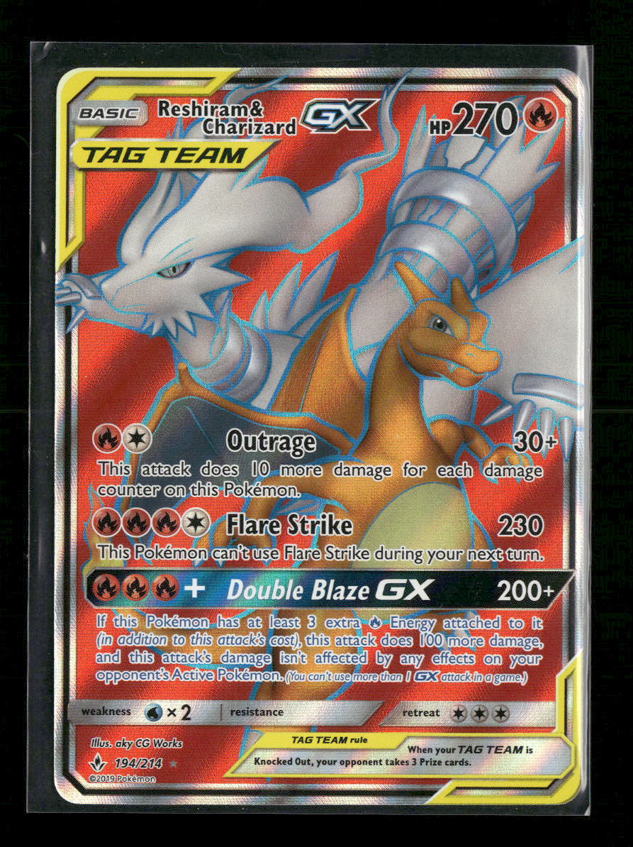 SM - Unbroken Bonds Reshiram & Charizard GX (Full Art) #194/214