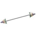 14G Rainbow Chevron End with an Arrow Industrial Barbell 38mm