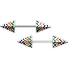 14G 9/16 Rainbow Chevron End with an Arrow Nipple Ring Set