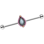 14G Light Blue and Pink Pastel Teardrop Industrial Barbell 38mm