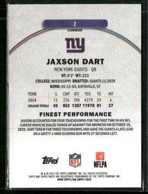 2025 Topps Finest Jaxson Dart Rookie #2